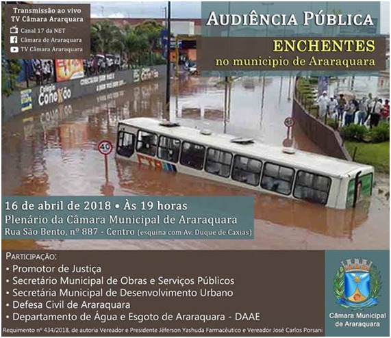 Câmara faz audiência pública para discutir as enchentes em Araraquara