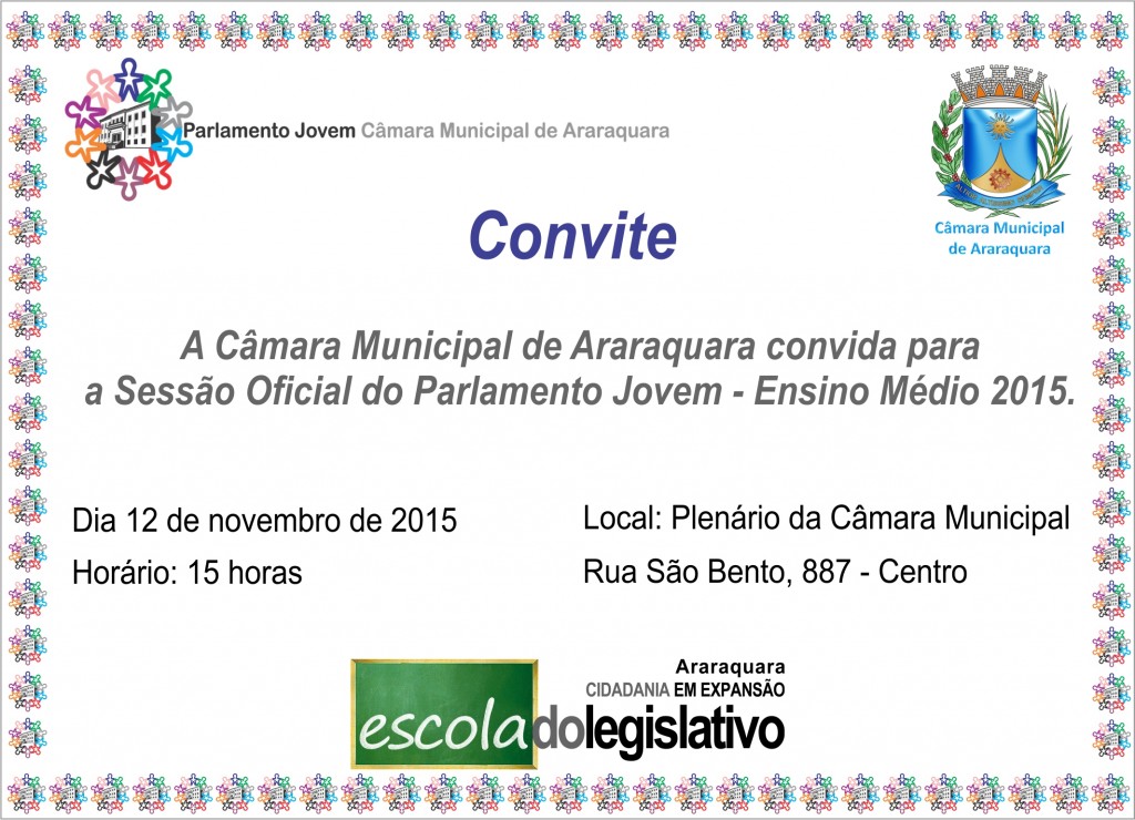 Convite Parlamento Jovem 2015 - Sessao Oficial - Ensino Medio